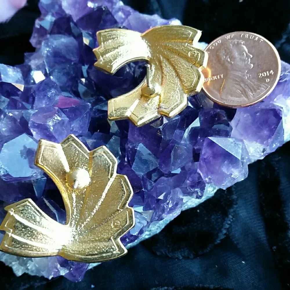 Vintage blue enamel and goldtone earrings